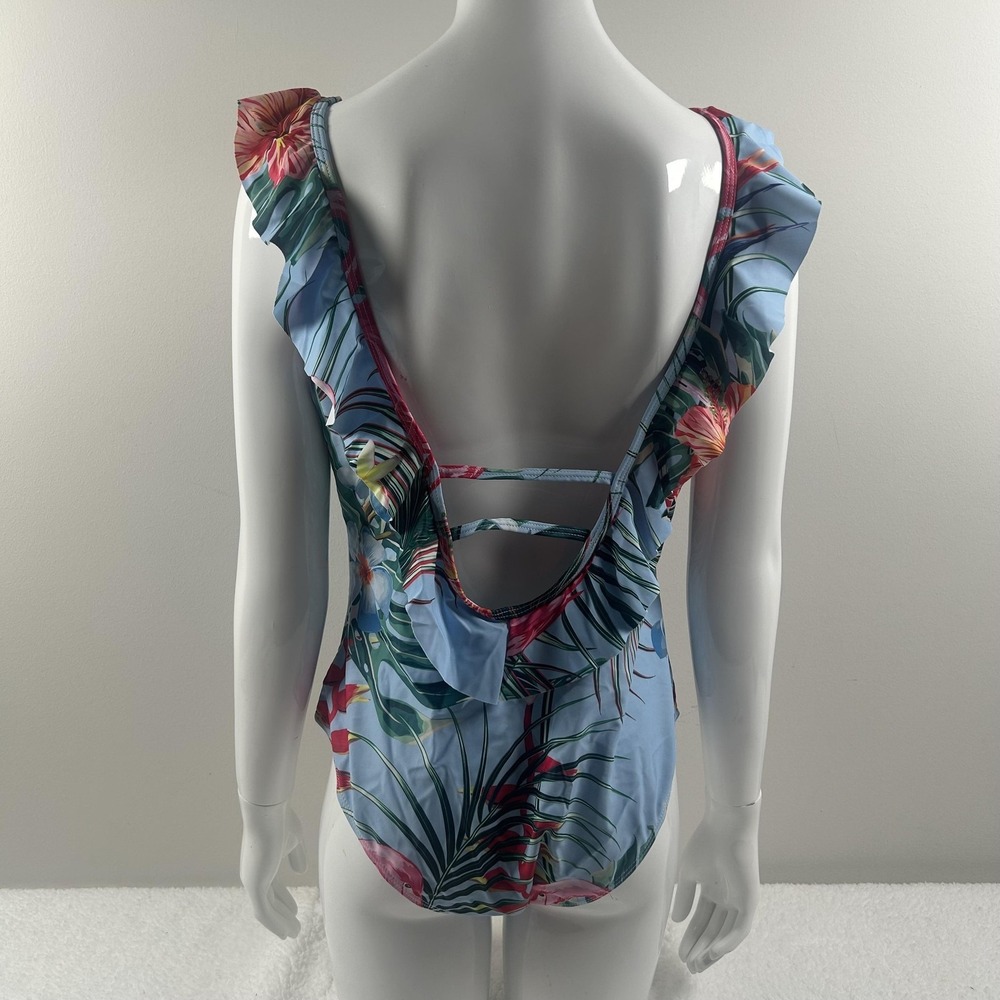 IFFEI Swimsuit Womens XL Multicolor Flamingo Ruffle One Piece Tropical Beach - Picture 14 of 16